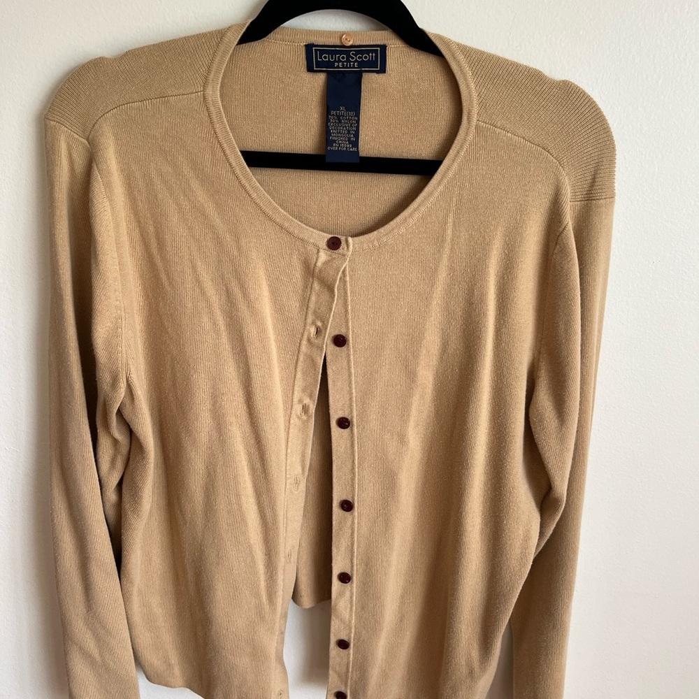 Laura Scott Tan Knit Sweater
